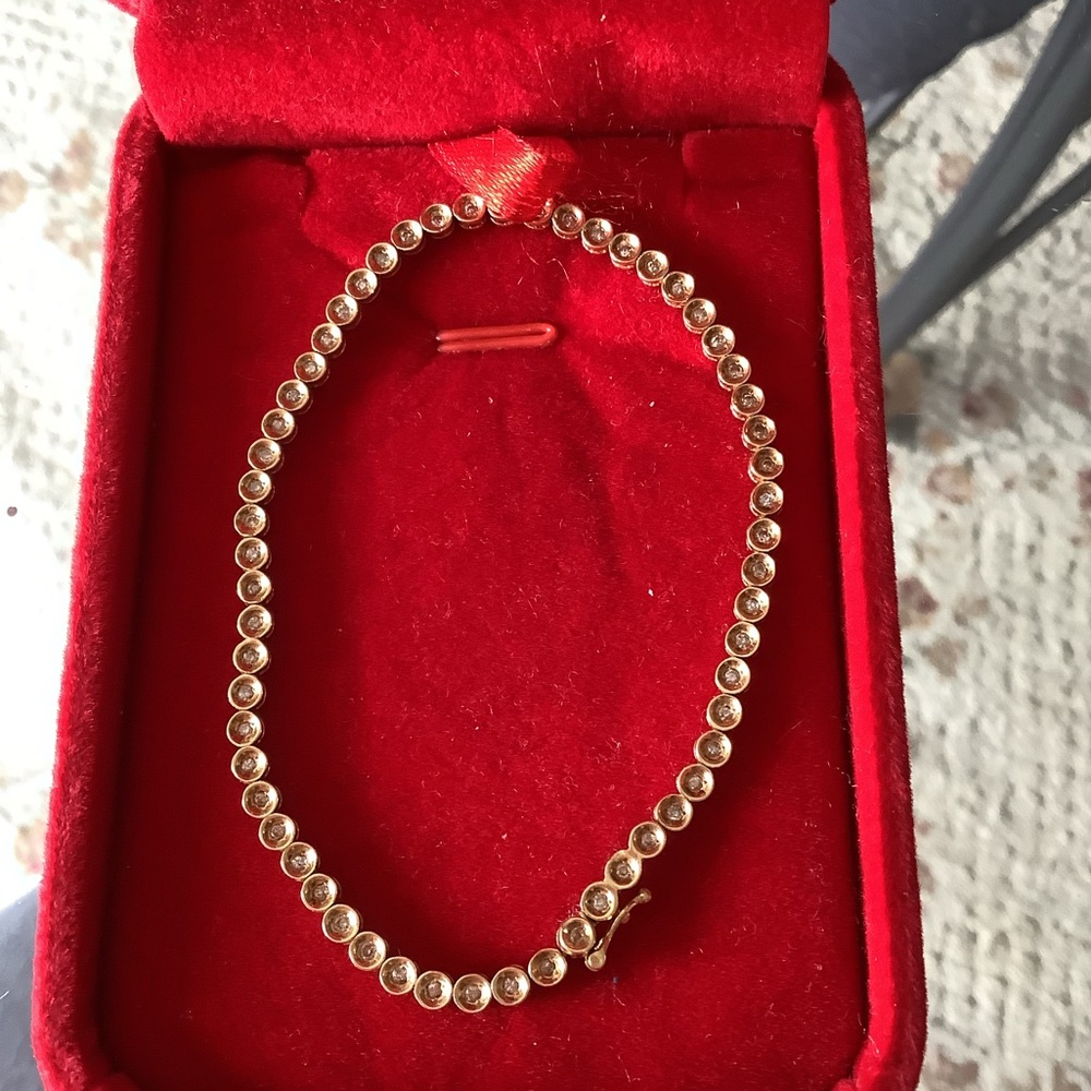 🌟 SOLD❗️18K Solid Rose Gold Tennis Bracelet 🌟w/ Natural Diamond